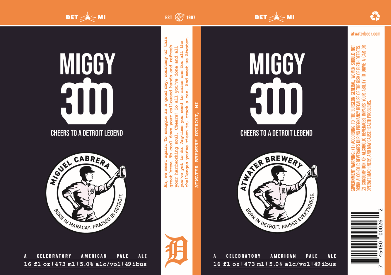 Atwater Brewery's new Beer label for Miggy, a Celebratory American Pale Ale